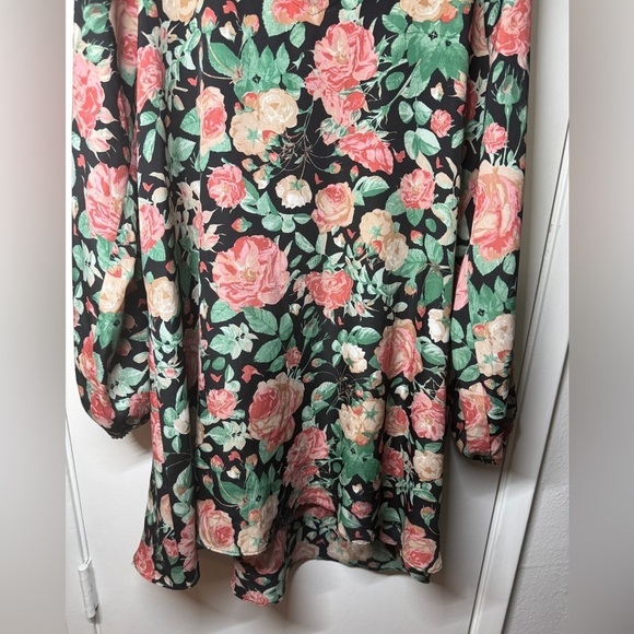 Lovers + Friends Black Pink Cream Rose Floral Cold Shoulder Mini Dress Size M - Picture 10 of 16